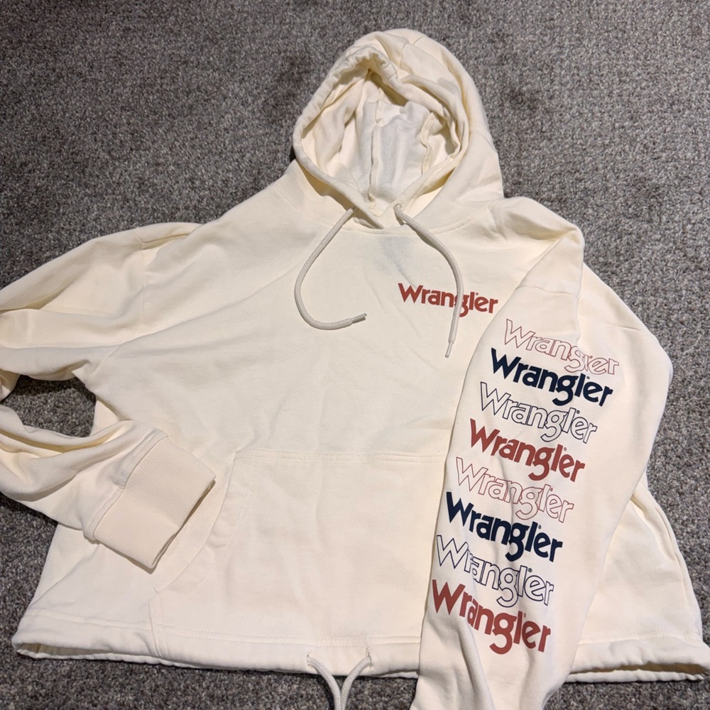 Wrangler Cream Hoodie with Multicolor Logo